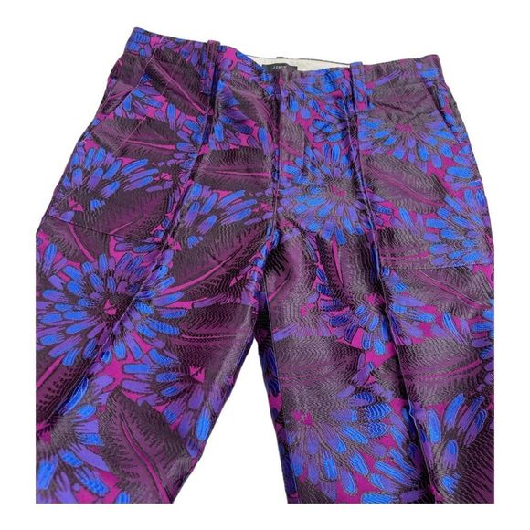 J Crew Garden Pant Midnight Floral Jacquard Pattern NWT Ankle Length Size 10 - Picture 6 of 14